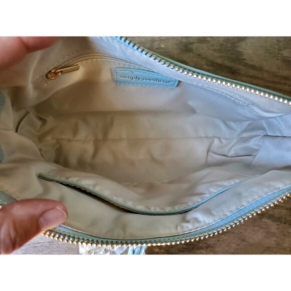 Simply Southern Mint Blue Green Crossbody Bag Gold Chain Quilted Pattern NWT - Picture 5 of 11